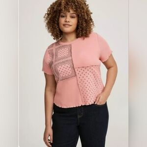 Torrid Pink Patchwork Short Sleeve Tee
